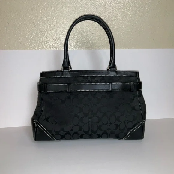 Y2K Coach Black Signature Canvas and Leather Hampton Tote - Picture 2 of 14